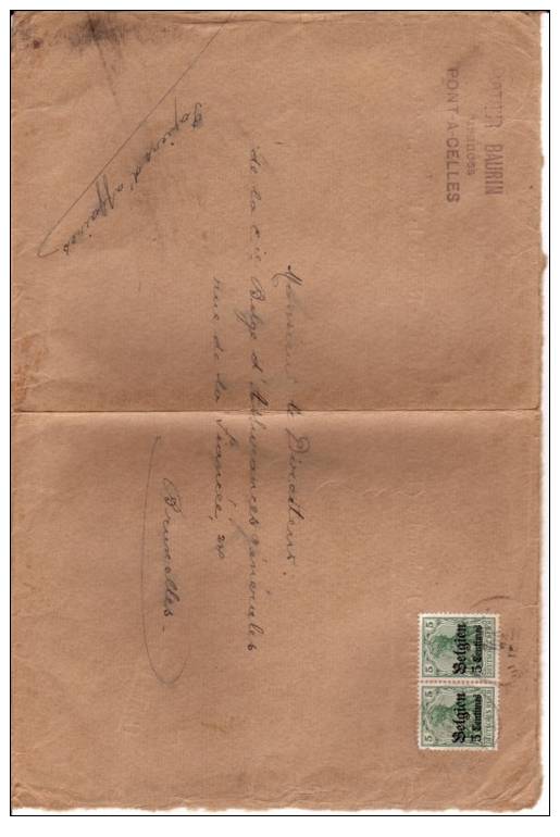 BELGIUM USED COVER OCCUPATION CANCELED BAR - OC1/25 Generalgouvernement 