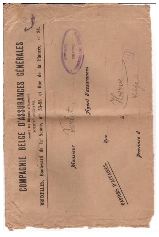 BELGIUM USED COVER OCCUPATION CANCELED BAR - OC1/25 Generaal Gouvernement