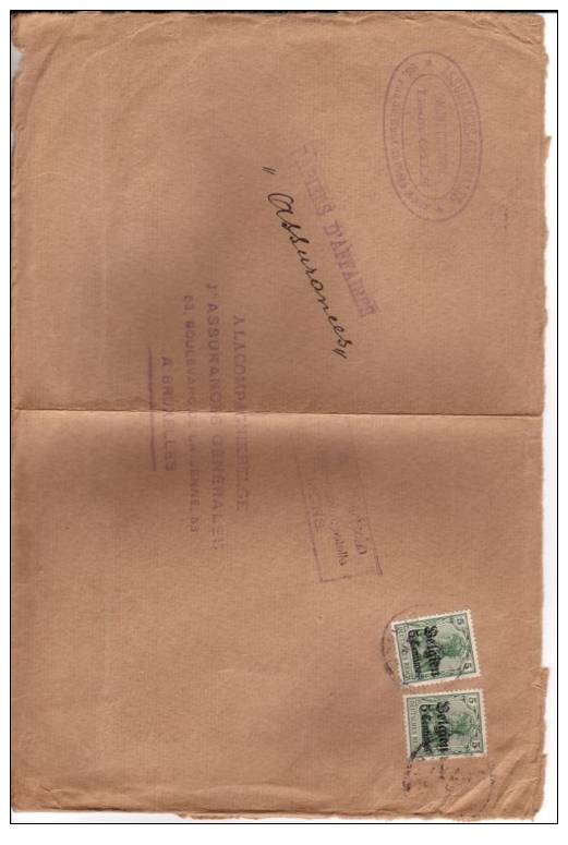 BELGIUM USED COVER OCCUPATION CANCELED BAR - OC1/25 Generaal Gouvernement