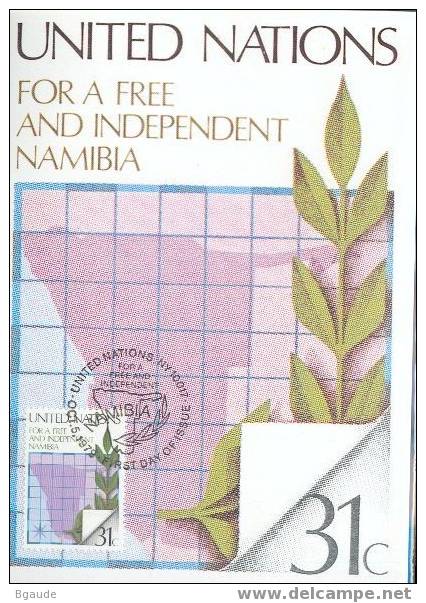 NATIONS UNIES NEW-YORK CARTE MAXIMUM NUM.YVERT 305 INDEPENDANCE DE LA NAMIBIE - Andere & Zonder Classificatie