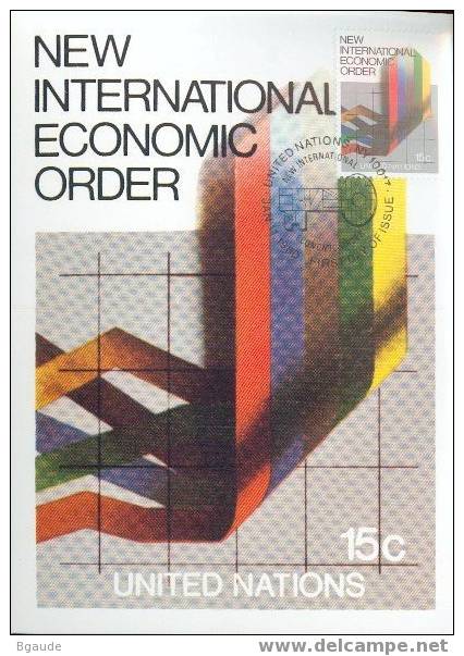 NATIONS UNIES NEW-YORK CARTE MAXIMUM NUM.YVERT 308 LE NOUVEL ORDRE ECONOMIQUE - Other & Unclassified