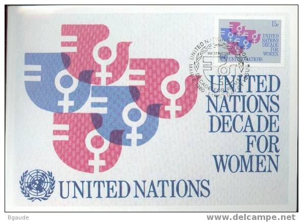 NATIONS UNIES NEW-YORK CARTE MAXIMUM NUM.YVERT 310 POUR LA FEMME - Otros & Sin Clasificación