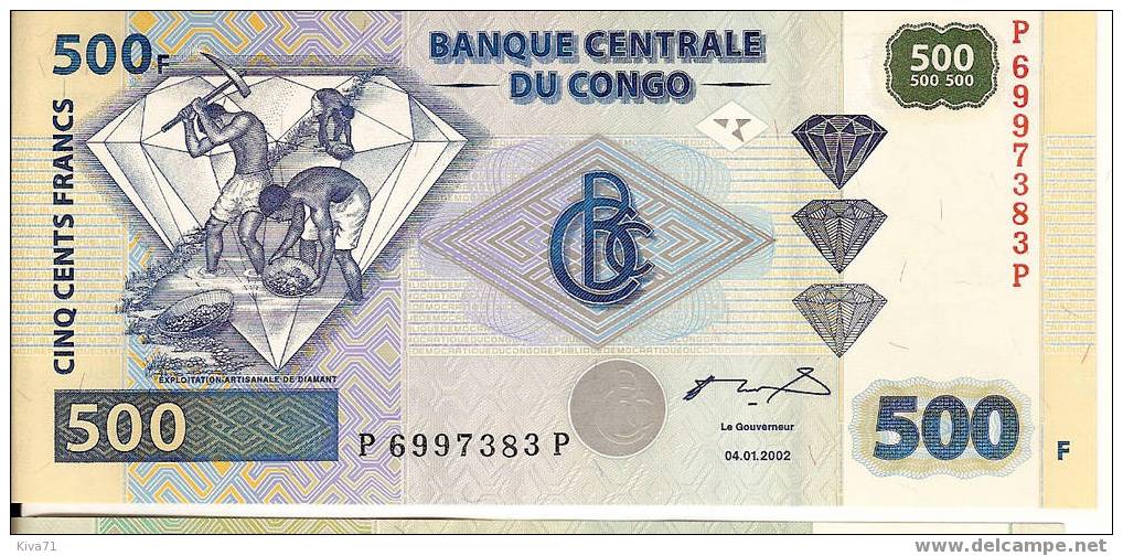 500 F  "CONGO"  4  Janvier 2002   UNC    Ro 25 - Ohne Zuordnung