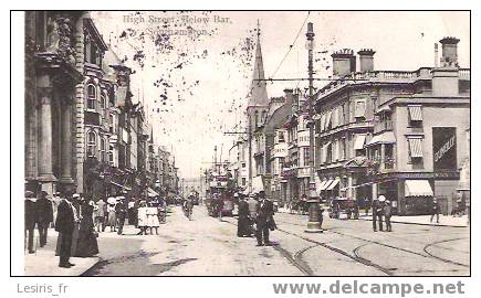 CPA - HIGH STREET - BELOW BAR - SOURHAMPTON - TRES ANIMEE - TRAM - DUNOLLY - - Southampton