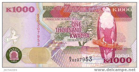 ZAMBIE   1 000 Kwacha   Daté De 1992   Pick 40a  Signature 11     ***** BILLET  NEUF ***** - Zambia