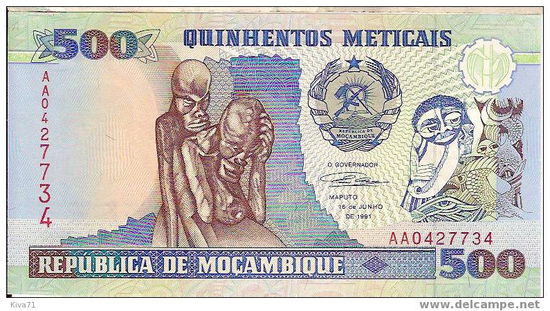 500 Méticais  "MOZAMBIQUE"     16 Juin 1991  UNC    Ble 44 - Mozambique
