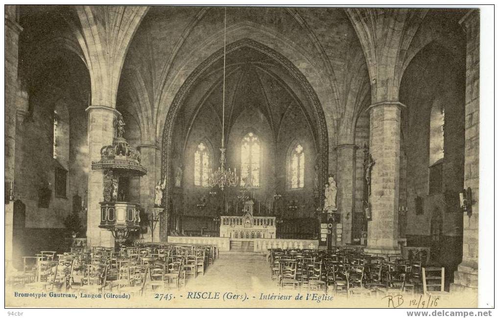 Cpa Tbe De RISCLE Interieur De L Eglise - Riscle