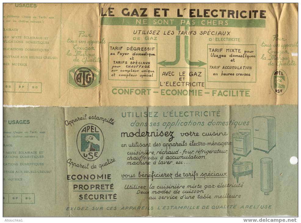 2 SUPERBES PUBLICITE / RECLAME SUR FACTURE ELECTRICITE DE FRANCE GAZ DE FRANCE EN 1949 &1953 - Andere & Zonder Classificatie