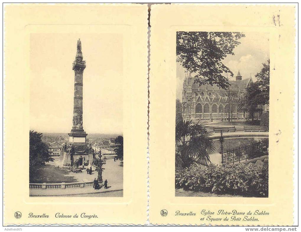 Bj/ Lot 2 CPA/PK Cartes Luxe, Bruxelles, Colonne Du Congrès, Eglise Notre-Dame Du Sablon Et Square Petit Sablon - Loten, Series, Verzamelingen