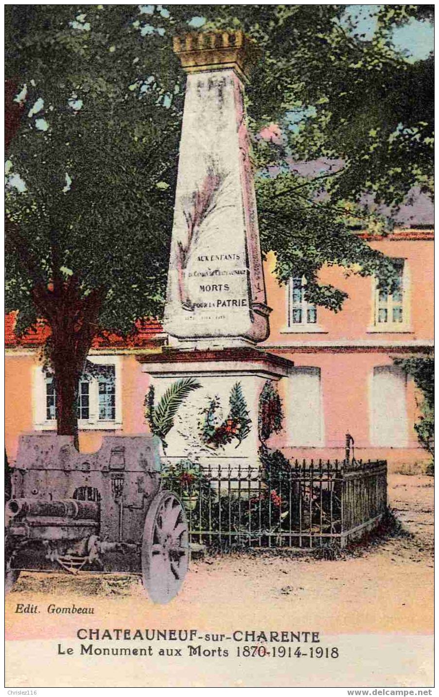 16 CHATEAUF SUR CHARENTE Monument Aux Morts  Carte Colorisée - Chateauneuf Sur Charente