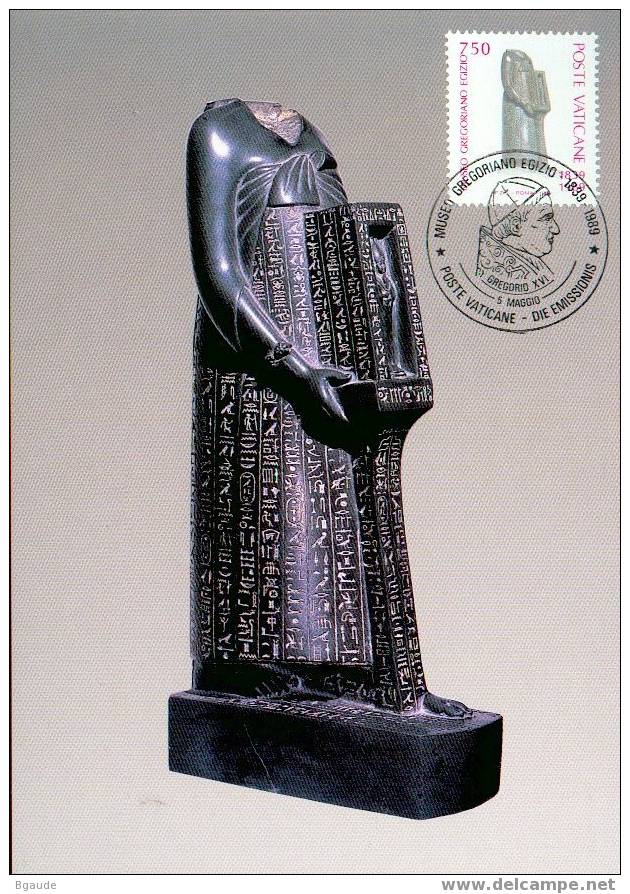 VATICAN CARTE MAXIMUM NUM.YVERT BF 11  STATUE ACEPHALE D UGIAHORRESNE DU MUSEE GREGORIEN EGYPTIEN - Cartoline Maximum