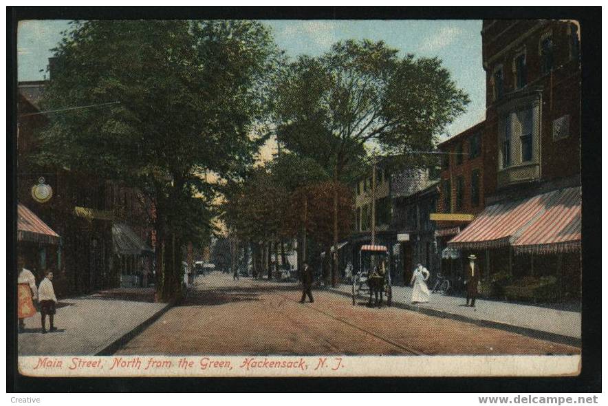 HACKENSACK Main Street,North From Th Green Hackensack.N.J.+stamp1907 Two Cents - Autres & Non Classés