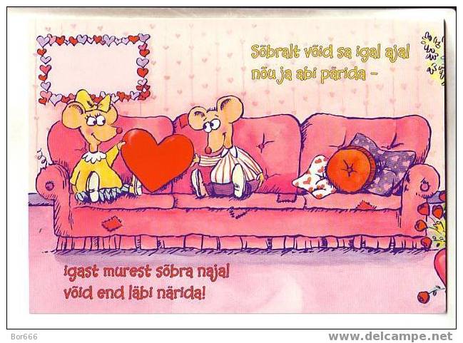 GOOD VALENTINE DAY POSTCARD - MOUSE LOVE - Valentine's Day