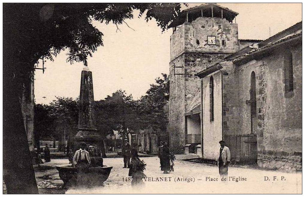 09 LAVELANET Place De L'eglise, Animée, Fontaine, Ed DFP 148, 192? - Lavelanet