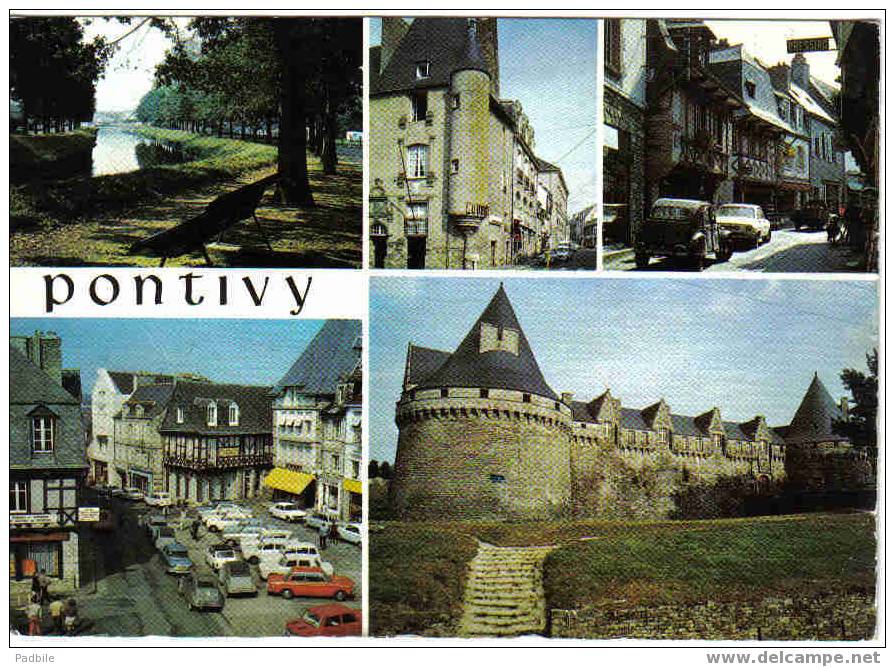 Carte Postale 56 De Pontivy - La Place Du Martray, Rue Du Fil, L'Echauguette, Bords Du Canal - Pontivy