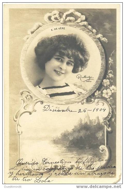Visage De Femme.E.de Vère.Reutlinger.Argentine 1904. - Artistes