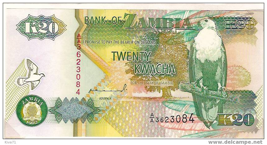 20 Kwacha "ZAMBIE"     P36   UNC   Ble 95 - Sambia