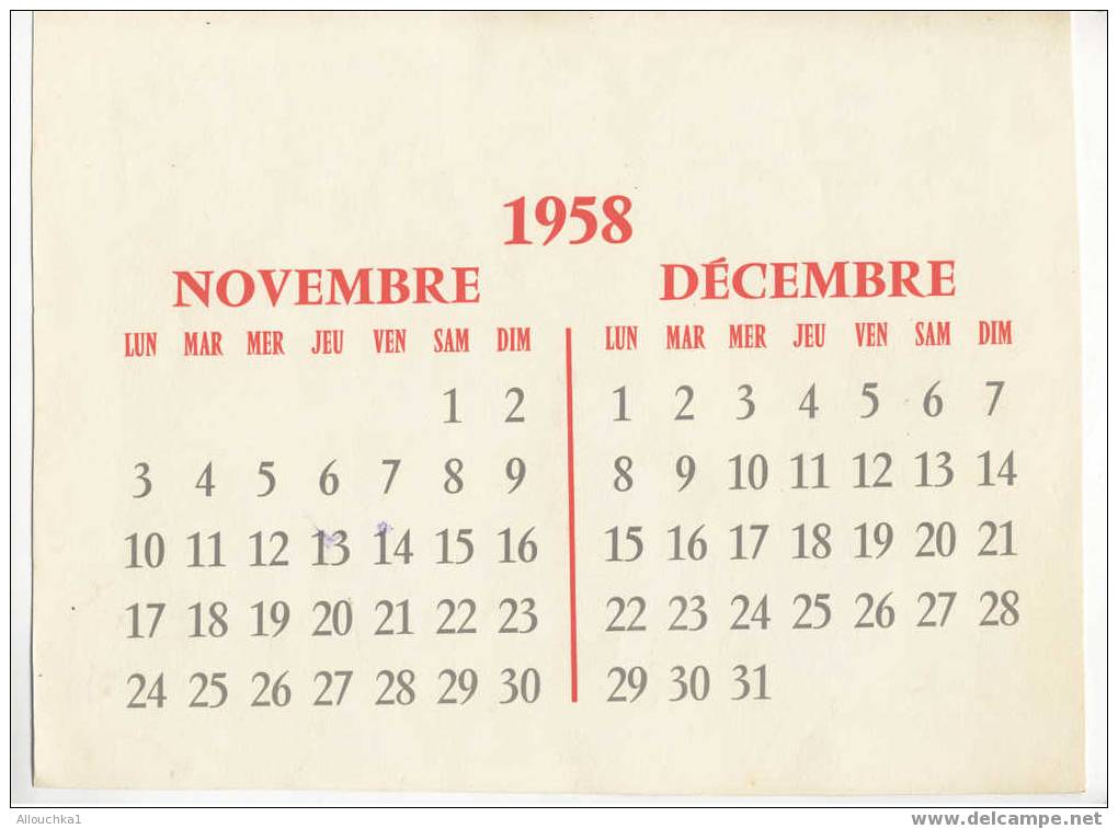 LITHOGRAPHIE REPRODUCTION CALENDRIER /NOVEMBRE /DECEMBRE  1958 /PARIS SAINT GERMAIN DES PRéS / 28.5 X 21.5 CM ENV - Tamaño Grande : 1941-60