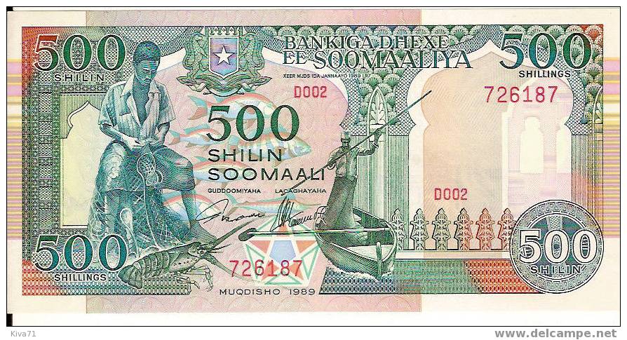 500 Shilin  "SOOMAALIYA"    1989  P36   UNC   Ble 71 - Somalie