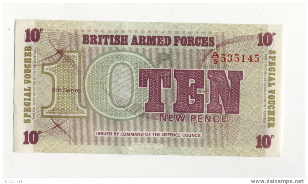 BILLET DE 10 TEN NEW PENCE BRITISH ARMED FORCES  ISSUED BY COMMAND OF THE DEFENCE COUNCIL - Other & Unclassified