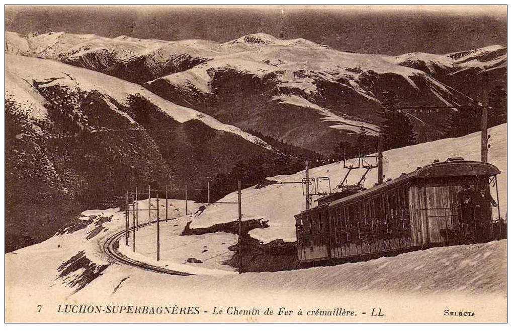 31 LUCHON SUPERBAGNERES Chemin De Fer à Crémaillère, Train, Beau Plan, Ed LL 7, 1925 - Superbagneres