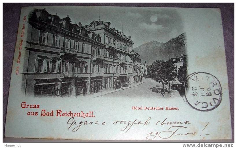 Germany,Bad Reichenhall,Hotel,Deutscher Kaiser,Street Scene, Litho Print - Bad Reichenhall