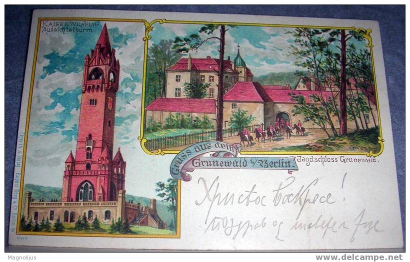 Germany,Grunewald,Berlin,Kaiser Wilhelm Tower,Castle, Litho Print - Gutach (Breisgau)