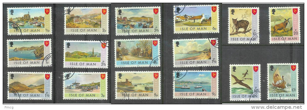 1973 First Issue Set Of 16 Used - Isla De Man