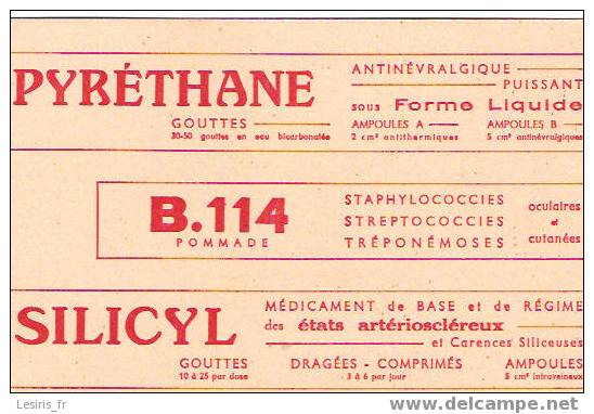 BUVARD - PYRETHANE - B. 114 - SILICYL - LABORATOIRES CAMUSET - PARIS - - Produits Pharmaceutiques