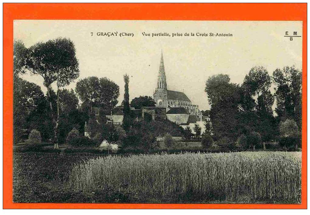 GRACAY 1920 VUE PRISE DE LA CROIX SAINT ANTONIN CARTE EN BON ETAT - Graçay