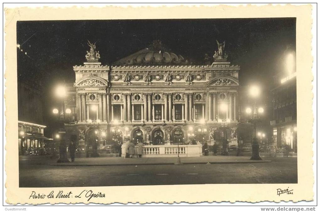 Paris.Vue De Nuit.L'opéra.1954.Belle Cpsm Dent. - París La Noche