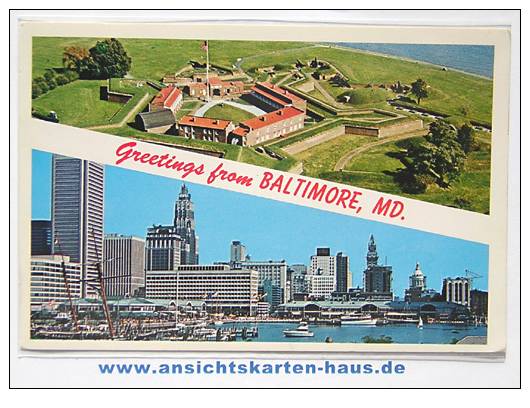 D 4726 - Greetings From Baltimore, MD. - Farb. Zweibildkarte, Gelaufen - Baltimore