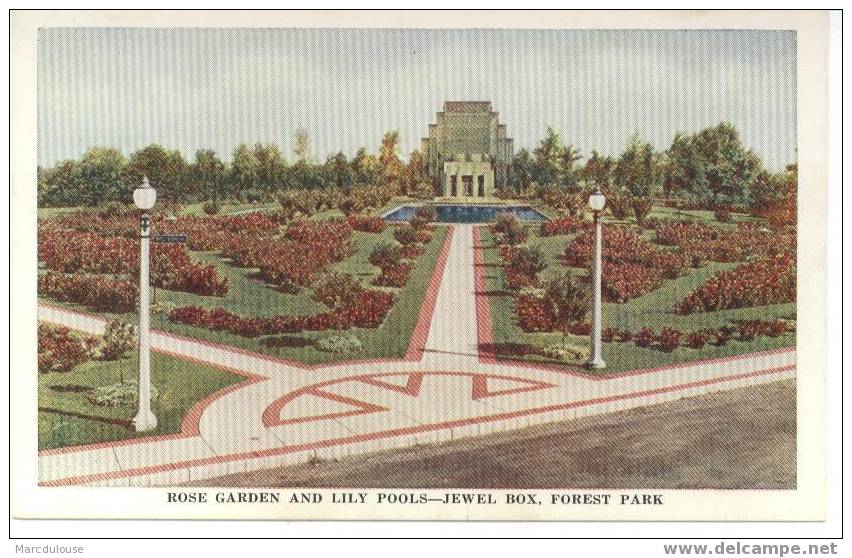 Saint Louis. Rose Garden And Lily Pools. Jewel Box, Forest Park. Floral Display. Colored. - St Louis – Missouri