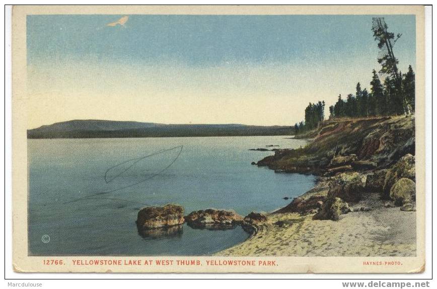 Yellowstone Lake At West Thumb, Yellowstone Park. Colored. - Yellowstone