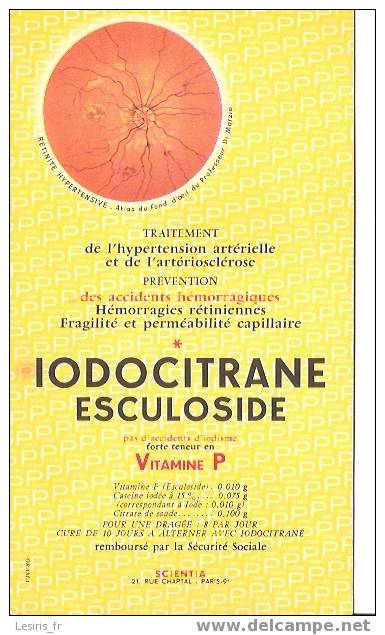 BUVARD - IODOCITRANE - ESCULOSIDE - ORAMA - SCIENTIA - PARIS - Drogerie & Apotheke