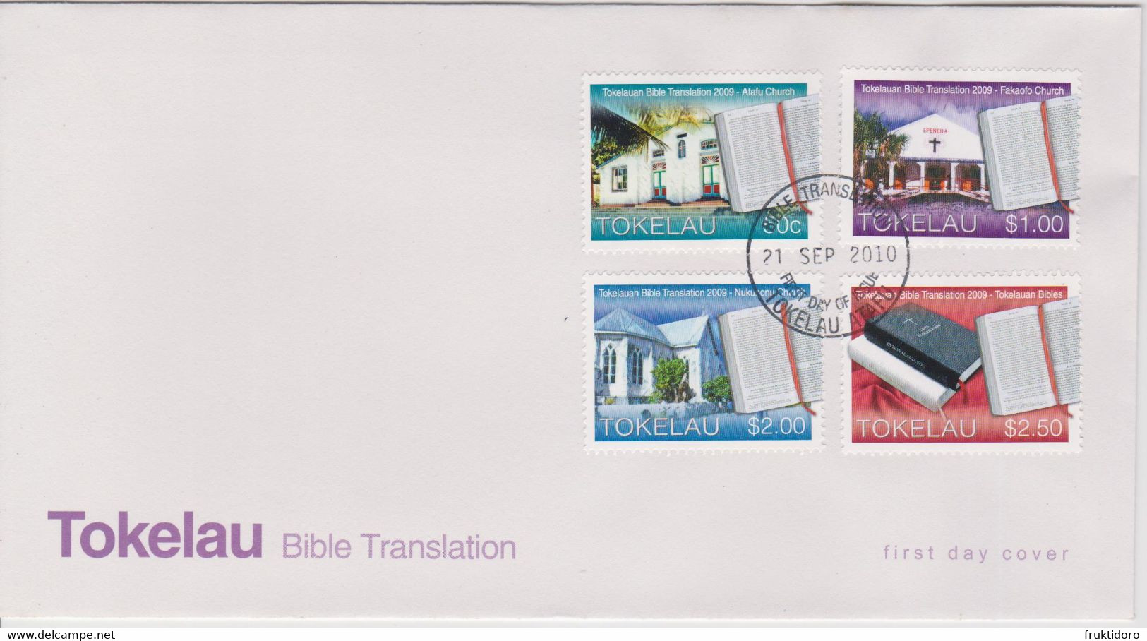 Tokelau FDC Mi 403-406 Tokelauan Bible Translation 2009 - Atafu - Fakaofo - Nukunonu - Bible 2010 - Cancellation Atafu - Tokelau