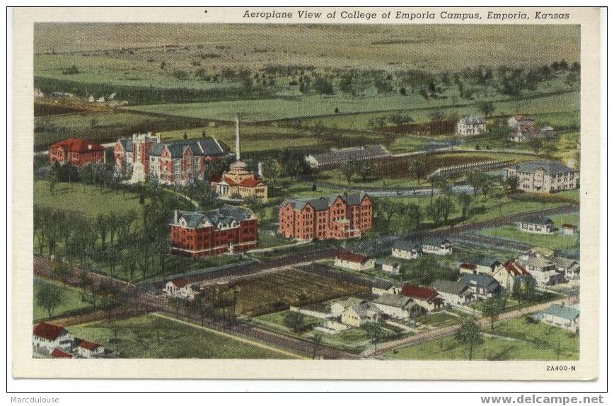 Emporia. Aeroplane View Of College Of Emporia Campus. Kansas. Colored. - Autres & Non Classés