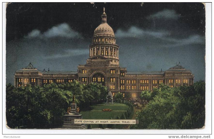 Austin. State Capitol At Night. Texas. Colored. - Austin