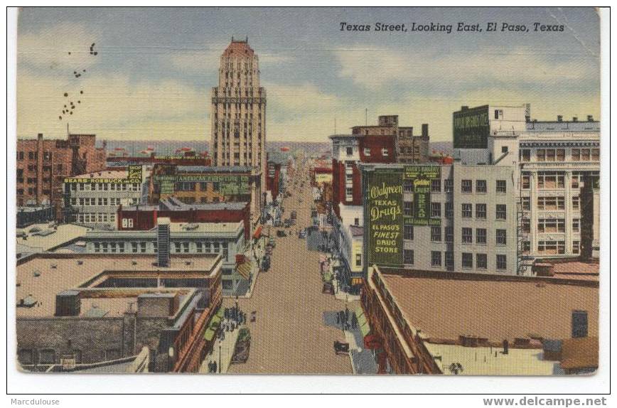 El Paso. Texas Street, Looking East. Texas. Colored. - El Paso