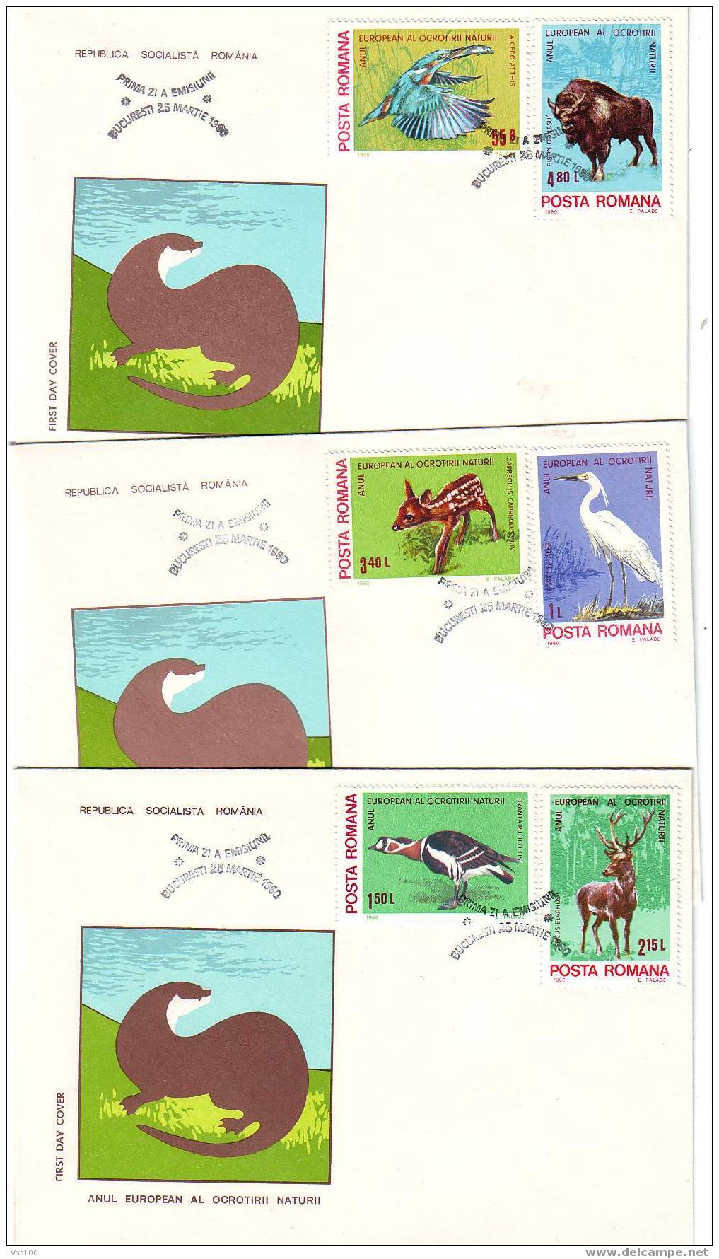 Romania 1980 FDC BIRDS ANIMALS PROTECTION NATURE. - FDC