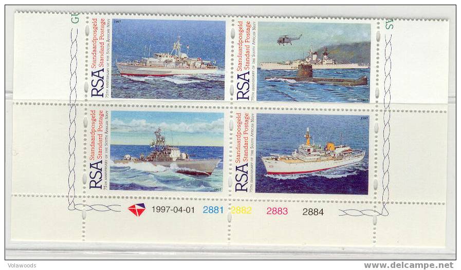 Sud Africa - Serie Completa Nuova In Blocco: 75° Anniversario Della Marina Sudafricana - 1997 - Unused Stamps