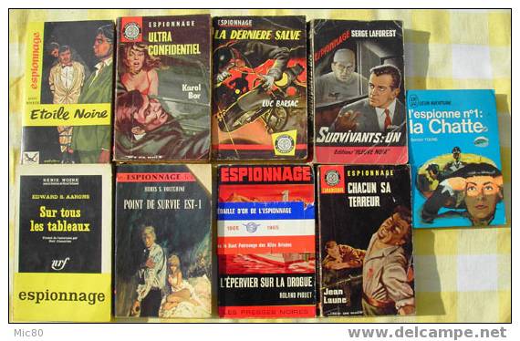 9 Livres Espionnage 1959 à 1968 (Editions Originales, Voir Détails) - Autres & Non Classés