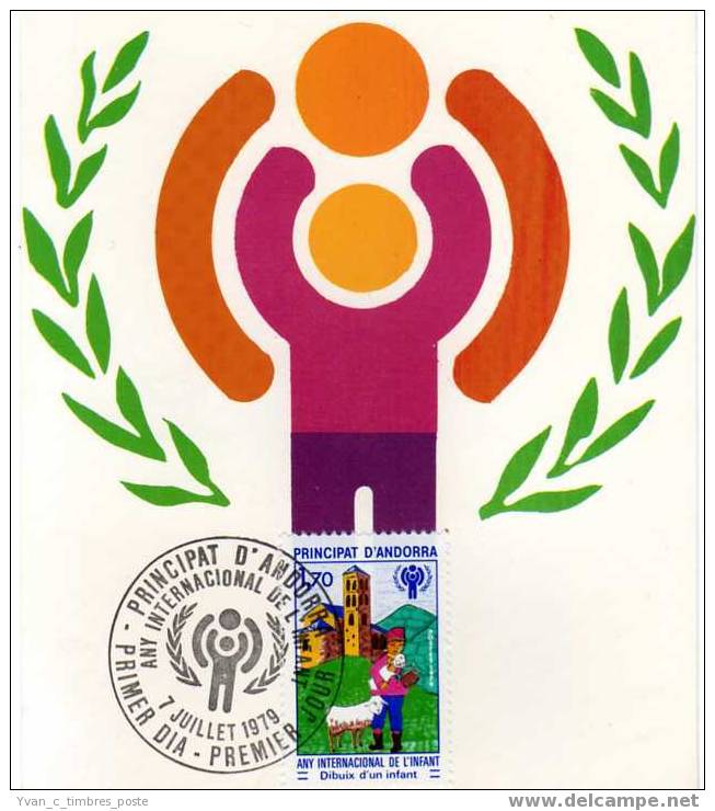 ANDORRE CARTE MAXIMUM FIRST DAY COVER ANNEE INTERNATIONALE DE L ENFANT - Maximumkarten (MC)