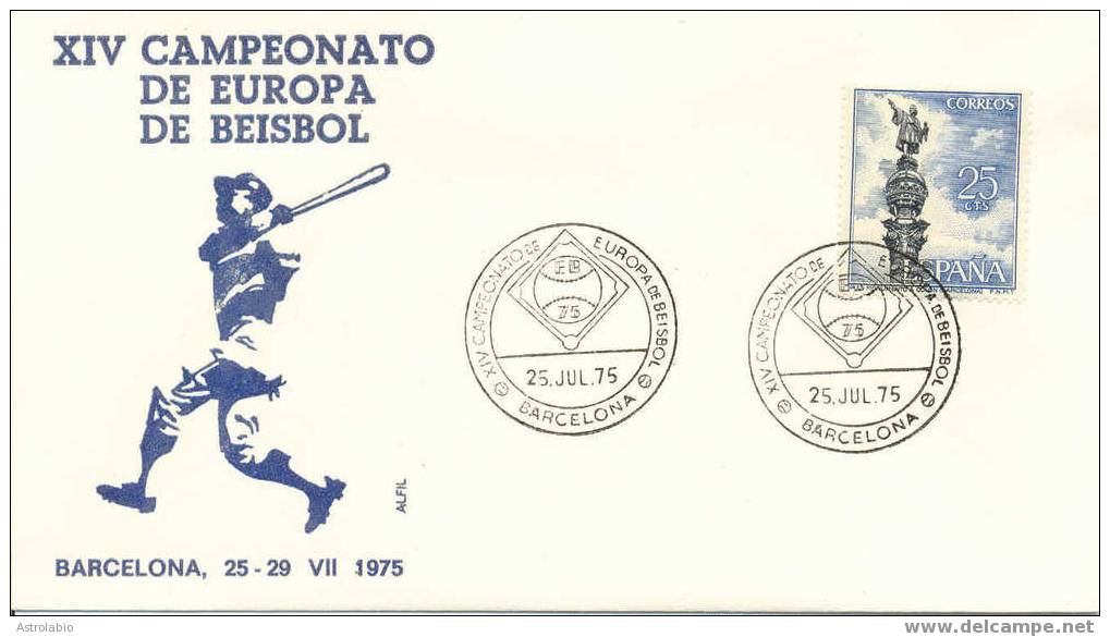 Espagne 1975 " XIV Campeonato De Europa De Beisbol " Obliteration - Baseball