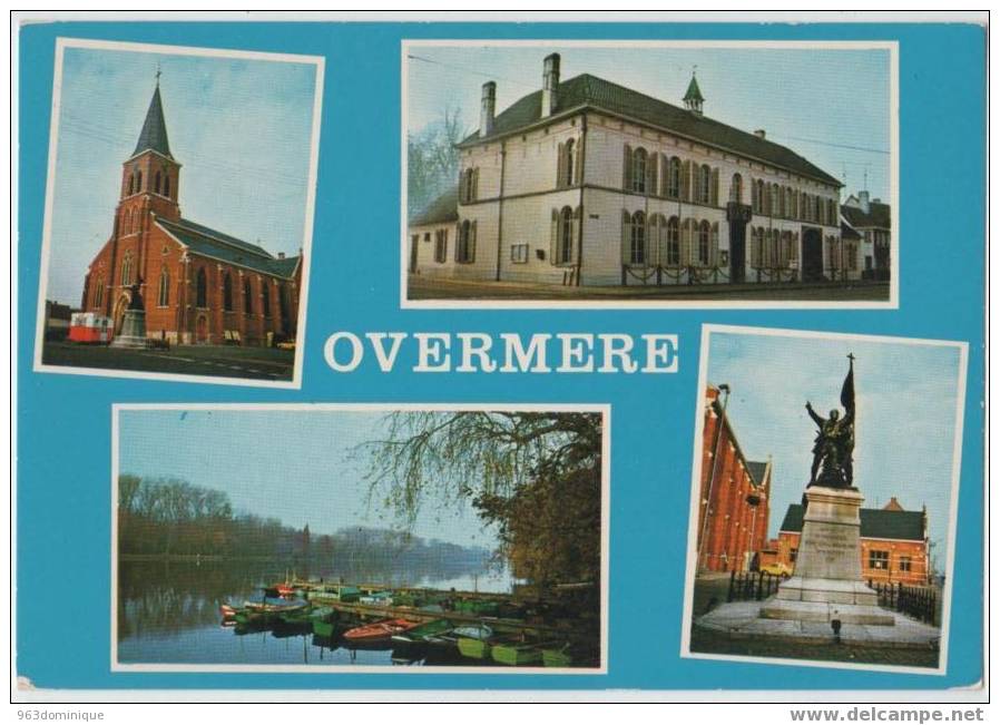 Overmere - Kerk OL Vrouw Ter Hemel Opgenomen - Gemeentehuis Boerenkrijg Standbeeld Zicht Op Donkmeer - Berlare