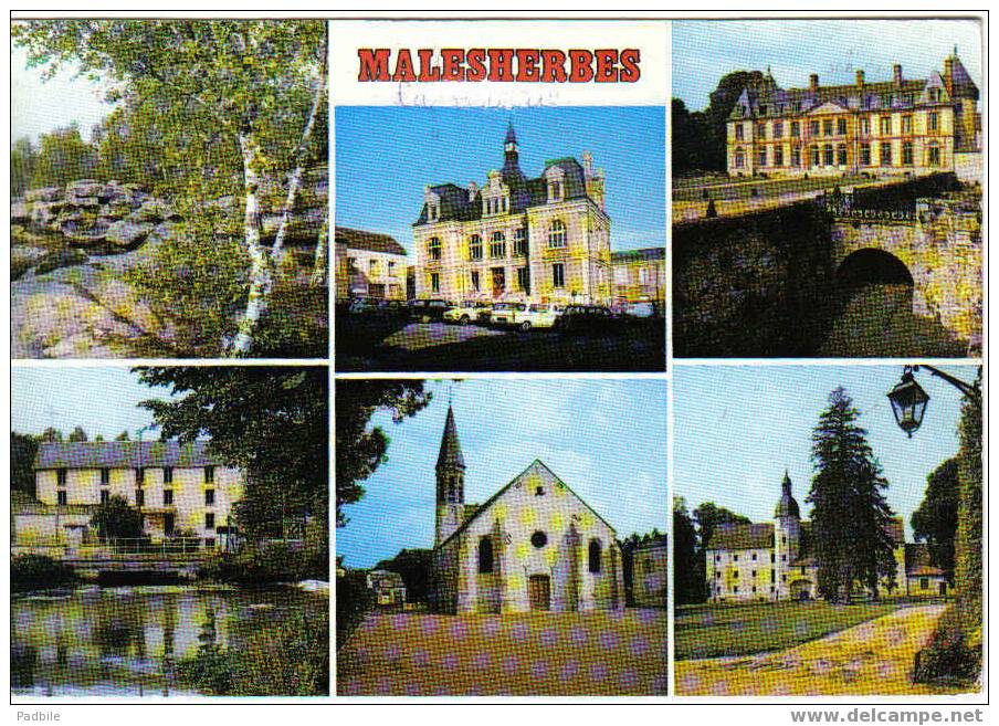 Carte Postale 45 De Malesherbes - Les Roches, La Mairie, Le Château, Le Moulin Mirebeau, La Grange De Dîmes - Malesherbes