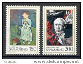 SERIE TIMBRES 2 NOUVEAUX SAINT-MARIN SAN MARINO 1981 PEINTURE PICASSO ENFANT TAUREAU CHEVAL IMAGE - Picasso