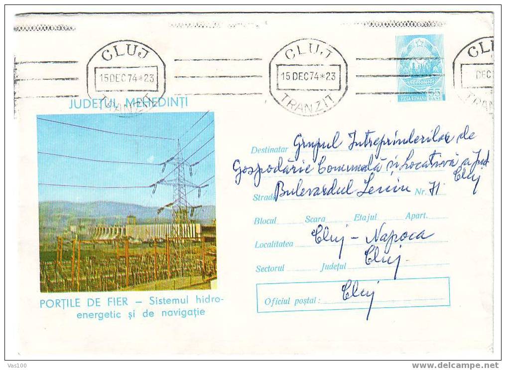 BV3341 Romania 1973 VERY RARE  STATIONERY COVER,WITH BARRAGE,ENERGIES ,ELECTRICITE. - Electricity