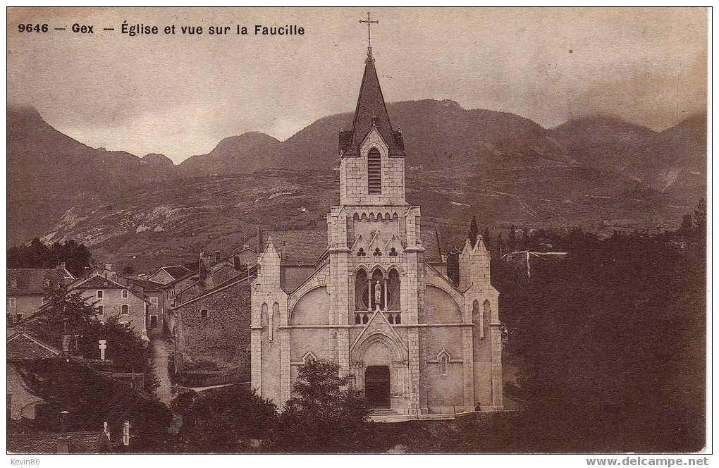 01 GEX Eglise Et Vue Sue La Faucille - Gex