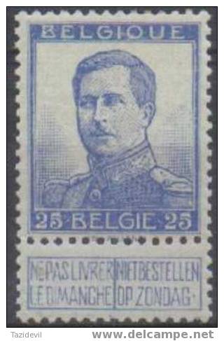 Belgium - 1912 25c King Albert (with Engravers Name). Scott 105a. Mint Hinged - Otros & Sin Clasificación